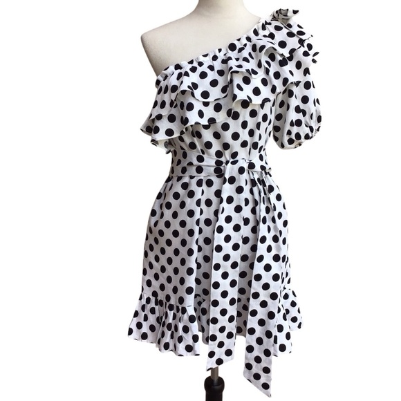 Lisa Marie Fernandez Polka Dot Ruffle Linen Mini Dress NEW - Picture 3 of 15